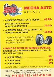 promocion neumaticos aceite